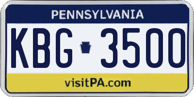 PA license plate KBG3500