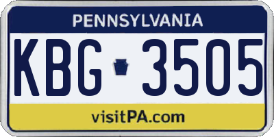 PA license plate KBG3505