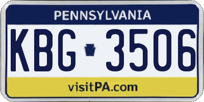 PA license plate KBG3506