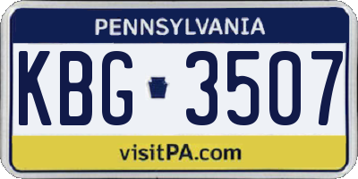PA license plate KBG3507