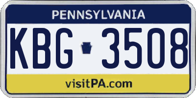 PA license plate KBG3508