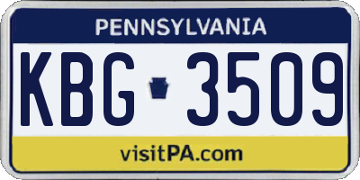 PA license plate KBG3509