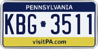 PA license plate KBG3511