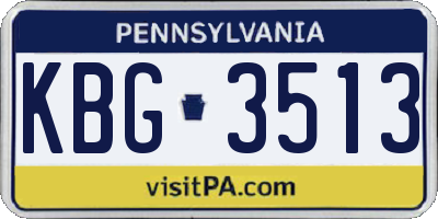 PA license plate KBG3513