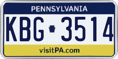 PA license plate KBG3514