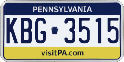 PA license plate KBG3515