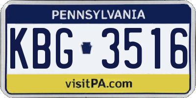 PA license plate KBG3516