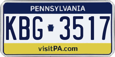 PA license plate KBG3517
