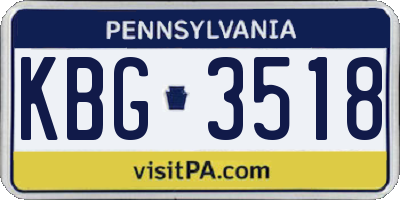 PA license plate KBG3518