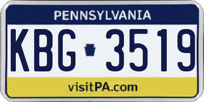 PA license plate KBG3519