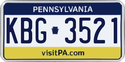 PA license plate KBG3521