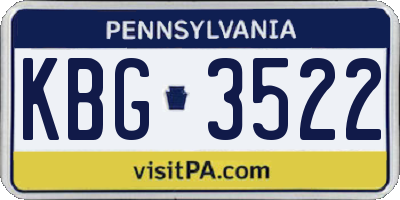 PA license plate KBG3522