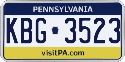 PA license plate KBG3523