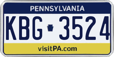 PA license plate KBG3524