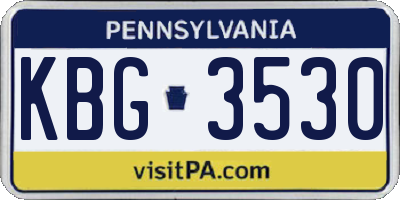 PA license plate KBG3530