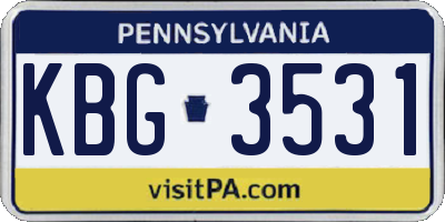 PA license plate KBG3531
