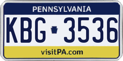 PA license plate KBG3536