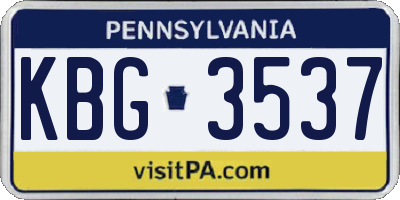 PA license plate KBG3537