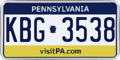 PA license plate KBG3538