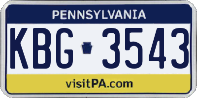 PA license plate KBG3543