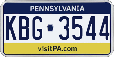 PA license plate KBG3544