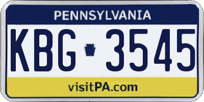 PA license plate KBG3545