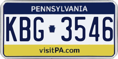 PA license plate KBG3546