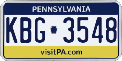 PA license plate KBG3548