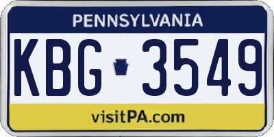 PA license plate KBG3549