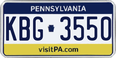 PA license plate KBG3550