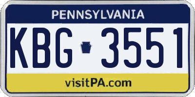 PA license plate KBG3551