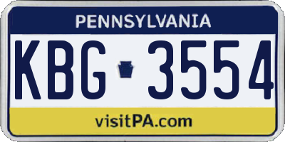 PA license plate KBG3554