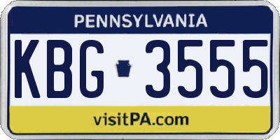 PA license plate KBG3555