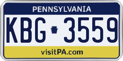 PA license plate KBG3559