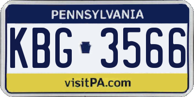 PA license plate KBG3566
