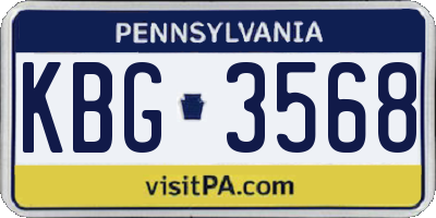 PA license plate KBG3568