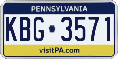 PA license plate KBG3571