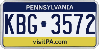 PA license plate KBG3572
