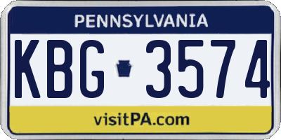 PA license plate KBG3574