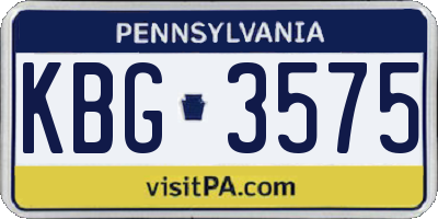 PA license plate KBG3575