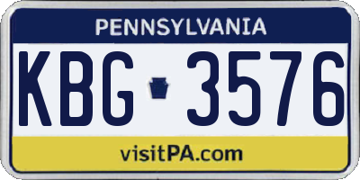 PA license plate KBG3576