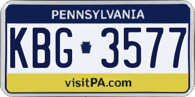 PA license plate KBG3577