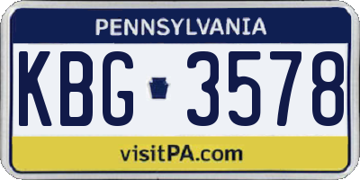 PA license plate KBG3578