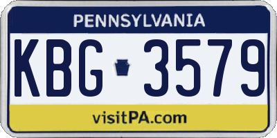 PA license plate KBG3579
