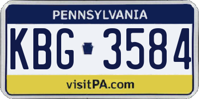 PA license plate KBG3584