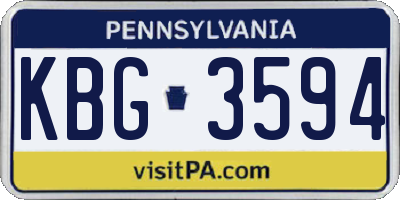PA license plate KBG3594