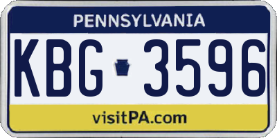 PA license plate KBG3596