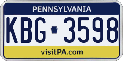 PA license plate KBG3598