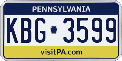 PA license plate KBG3599