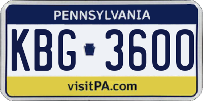 PA license plate KBG3600